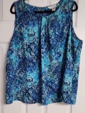 CJ Banks Blue Patterned TankTop